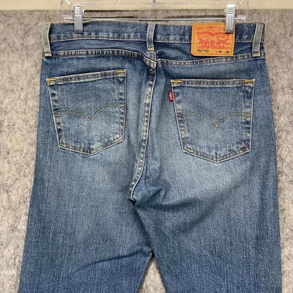 Levi's Premium 501 '93 Jeans Men's 30 x 32 Blue Distressed Button Fly Straight